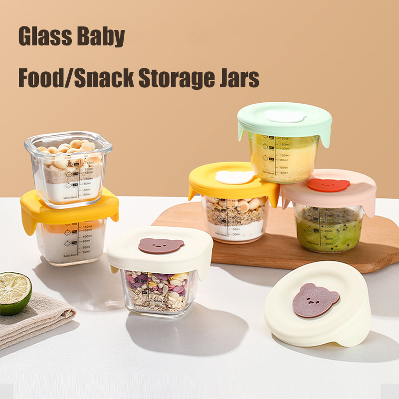 Baby Food Jars With Lids - برطمانات تخزين أغذية الأطفال الزجاجية 180