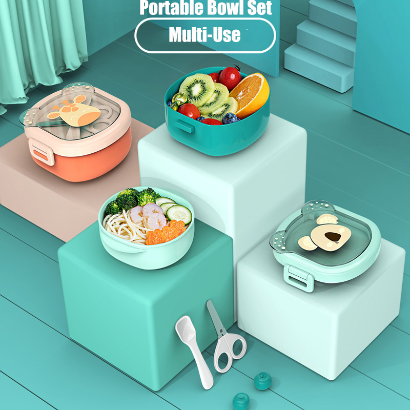 Baby Food Scissors - أدوات مائدة محمولة للأطفال مع ملعقة