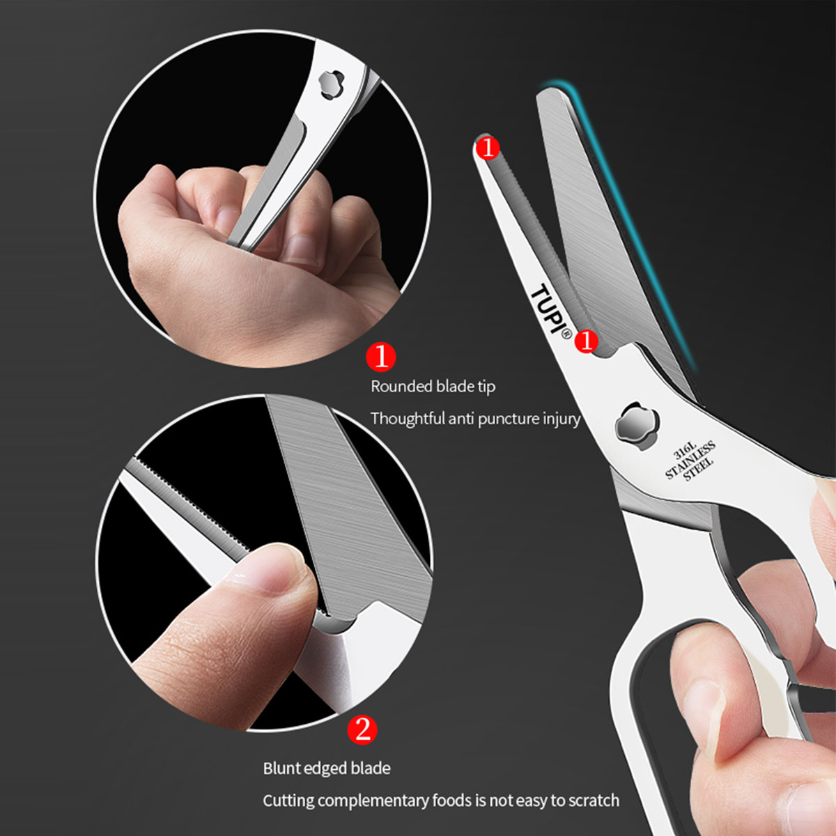 Baby Food Scissors - TUPI - مقص من الفولاذ المقاوم