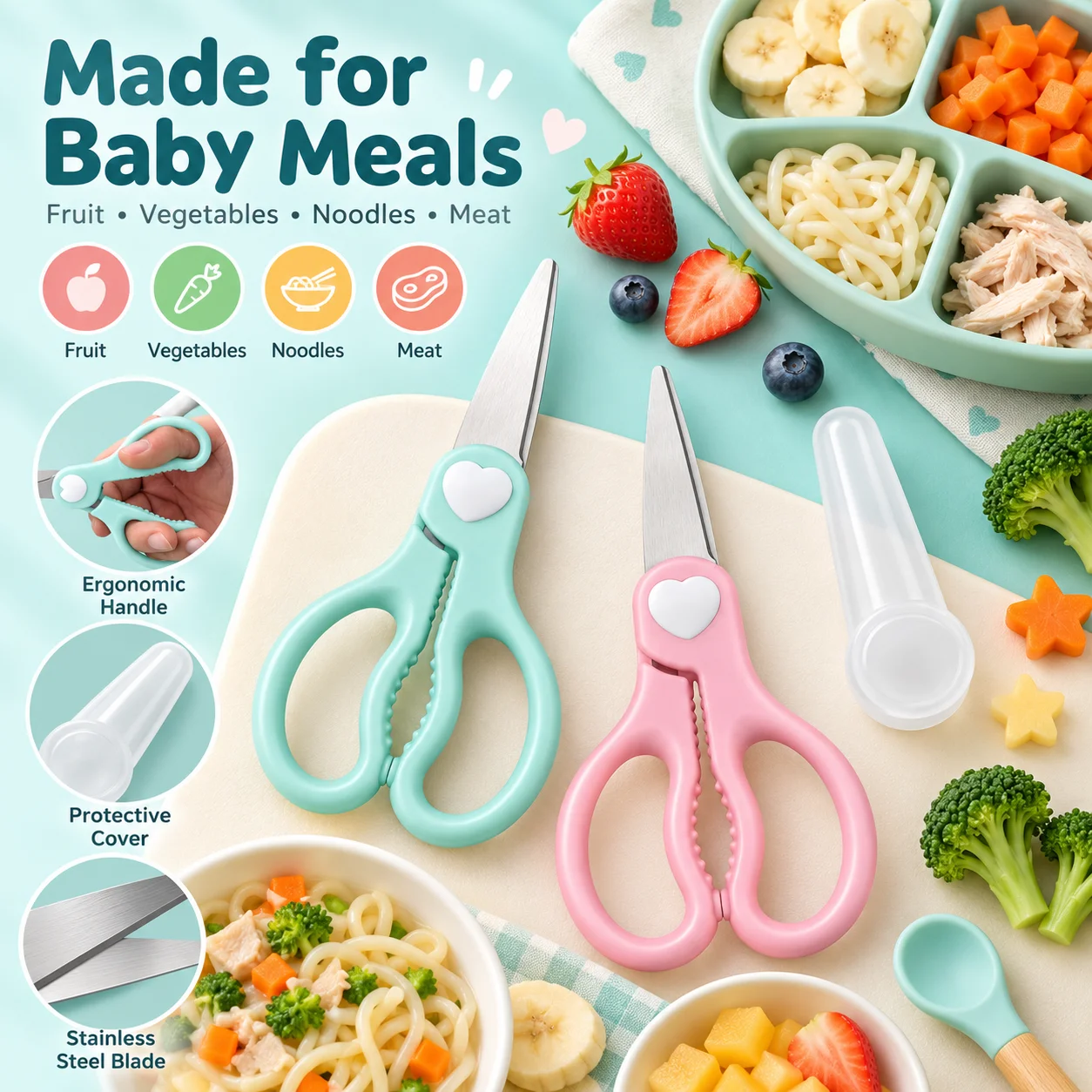 مقص طعام للأطفال، محمول، مصنوع - مراجعة Baby Food Scissors وسعره
