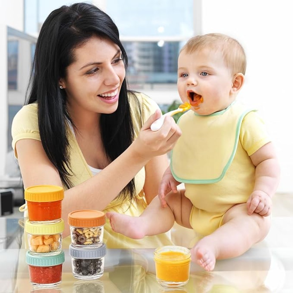 6 قطع من أوعية زجاجية لطعام ال - مراجعة Baby Food Jars With Lids وسعره