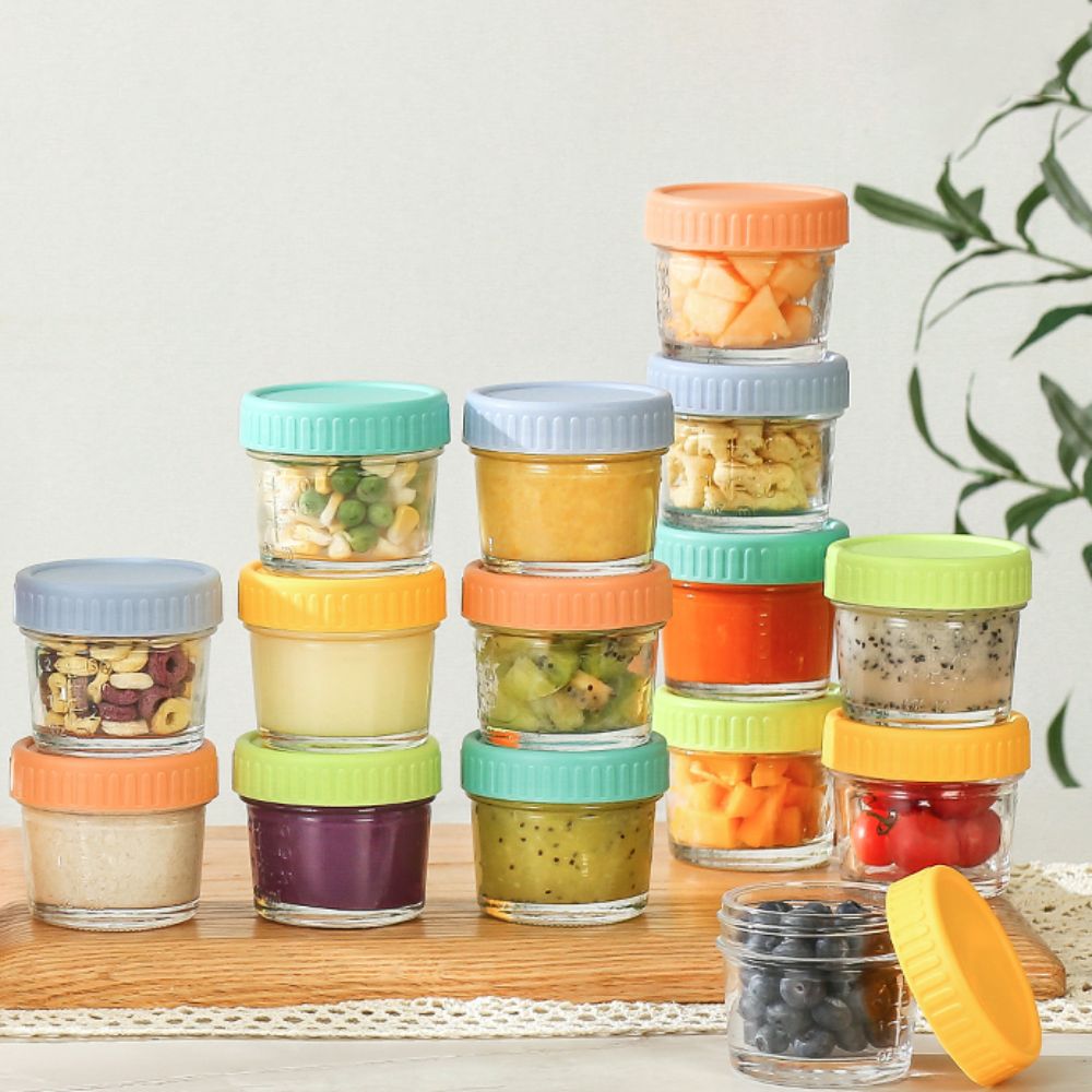 6 قطع من أوعية زجاجية لطعام ال - مراجعة Baby Food Jars With Lids وسعره