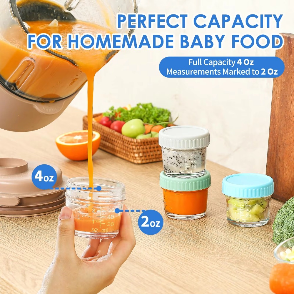 6 قطع من أوعية زجاجية متعددة ا - مراجعة Baby Food Jars With Lids وسعره